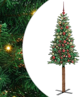 vidaXL Schlanker Weihnachtsbaum mit 300 LEDs mit Ständer Grün 210 cm 3394885