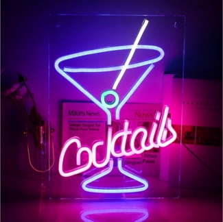 MUPOO LED Dekolicht LED Neonschild Cocktail Neon Sign, 200cm Kabel mit Schalter, USB-Stromversorgung Nachtlicht