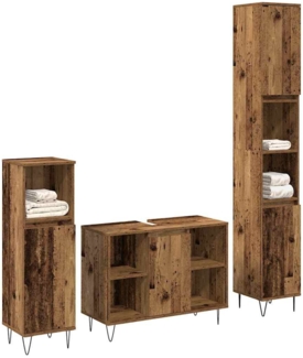 vidaXL Badezimmer Möbel Set mit Tür 3 pcs Altholz 30 x 30 x 180 cm 3378507