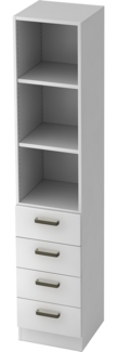 bümö office Aktenschrank Regal mit Schubladen, Büroschrank schmal aus FSC-Holz, 40cm breit in weiß - Aktenregal & Schubladenschrank mit Relinggriffen, Büro Möbel Schrank System, 7600-W-W-SG