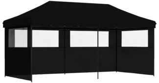 vidaXL Pop-Up Partyzelt, faltbar, mit 3 Seitenteilen, Stahl / PE, Schwarz, 315 x 580 x 292 cm
