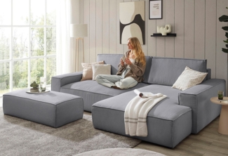 Home affaire Polsterecke NEU: SHERWOOD XXL tief, L-Form mit Schlaffunktion, Big-Sofa mit Hocker, Set 2 Teile, stellbar zum Schlafsofa (Krokodilverbinder), Cord, Leinenoptik