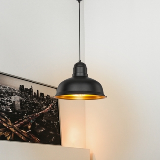 Hängeleuchte Aylesbury 22 x 31 cm 1-flammig Schwarz / Messingfarben [lux. pro]