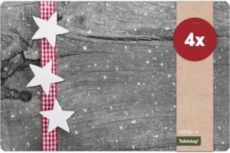 matches21 HOME & HOBBY Platzset Abwaschbare Tischsets 4er Set Weihnachten Sterne & Holz-Optik, (4-St), Platzsets als Tisch-Untersetzer und Tisch-Deko für Esstisch Teller