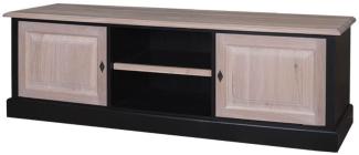 Casa Padrino Landhausstil Fernsehschrank Schwarz / Naturfarben 180 x 46 x H. 56 cm - TV Sideboard im Landhausstil