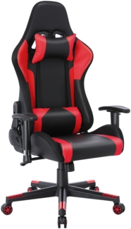 HOMEMIYN Gaming-Stuhl,Rot,Kunstleder,H56 x T135 x B38 cm