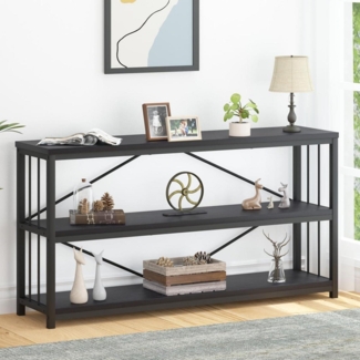 Konsolentisch Bücherregal Holz 3 Ebenen Wohnzimmer Schlafzimmer Schwarz