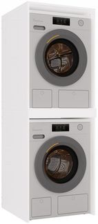 Raumhirsch Furniture Waschmaschinenumbauschrank für zwei Geräte – stabiler Waschmaschinenschrank (Waschmaschinenschrank für Trockner und Waschmaschine Überbauschrank)