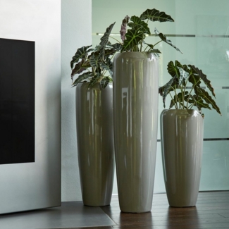 Flingora Bodenvase Cleo, mit Einsatz - Fiberglas - Indoor & Outdoor - Taupe - Höhe 75 cm