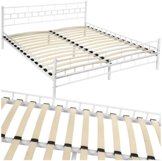 tectake Bettgestell Metallbett, robustes Stahlgestell