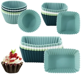 NUODWELL Muffinform 24 Stück Muffinform Silikon,Wiederverwendbare Backformen Muffin-Formen, (24-tlg), Drei Modelle, BPA-Frei Kuchenform Formen für Kuchen, Eincreme, Pudding