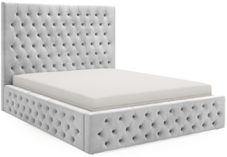 MOEBLO Polsterbett JONES (Doppelbett mit Kopfstütze, Rahmenbettgestell, Chesterfield Stil, mit Bettkasten und Lattenrost), mit Bettkasten