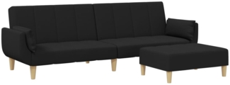 vidaXL Schlafsofa 2-Sitzer mit Fußhocker Schwarz Stoff 3258143