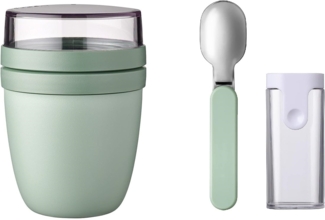 Mepal | Lunchpot Ellipse Set | faltbarer Löffel integriert | Nordic Sage | praktischer Müslibecher und Transportbehälter