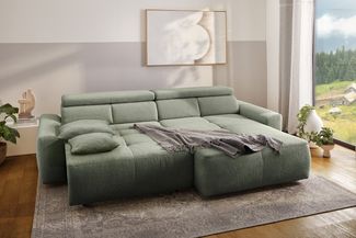Jockenhöfer Gruppe Ecksofa Unos L-Form, B: 299 cm, mit 60 cm elektr. Sitztiefenverstellung, 140kg Belastbarkeit, USB-Anschluss, Kopfteilverstellung & Zierkissen