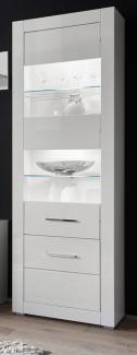 Furn. Design Stauraumvitrine Carrara (Standvitrine in weiß, 2-türig, 65x198 cm) Hochglanz