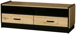 TV Board Karia 142 cm Anbauwand Schrankwand Esszimmer Eiche Artisan + Schwarz