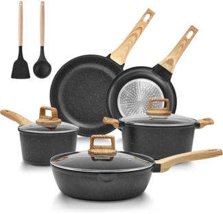 Kochtöpfe und Pfannen Set 10tlg Granit Antihaft für alle Herdarten