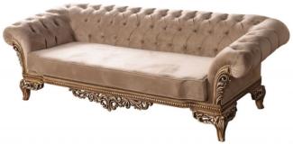 Casa Padrino Luxus Barock Chesterfield Sofa Braun - Prunkvolles Wohnzimmer Sofa im Barockstil - Barock Wohnzimmer Möbel - Edel & Prunkvoll