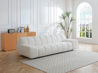 Vente-unique - Sofa 3-Sitzer - Bouclé-Stoff Weiß - SORIELI