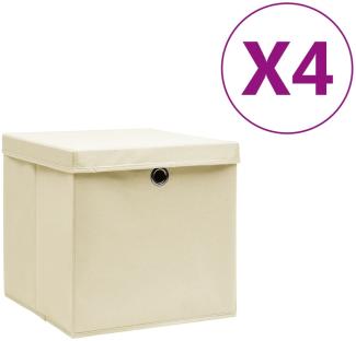 Aufbewahrungsboxen mit Deckeln 4 Stk. 28x28x28 cm Creme 325216