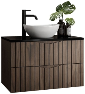 Lookway Badmöbel-Set Badmöbel-Set HIKARI II 80 cm Hängeschrank mit Aufsatzwaschbecken, (Badezimmerschrank mit wählbarem Becken und Armatur), mit Soft-Close-System