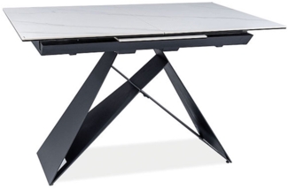 Esstisch Konferenztisch Westin SC 120-160x80x76cm Marmor weiß schwarz ausziehbar