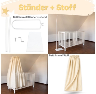 Babykajo Betthimmel Stoff + Ständer (Set, 1-tlg, in verschiedenen Varianten), Betthimmel Ständer mit Betthimmel für Babybetten