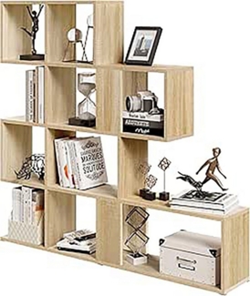 EUGAD Bücherregal, 1-tlg, 4 Ebenen, mit 11 offenen Fächern, freistehendes Treppenregal