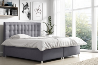 99rooms Riverside Boxspringbett Velours 200x200 cm Dunkelgrau