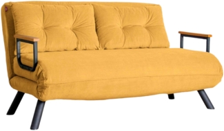 Dmora 2-Sitzer Schlafsofa Calvin, Verwandelbares Sofa, Lineare Stoffstruktur, Schlafsessel mit Stauraum, 133x78 h78 cm, Gelb