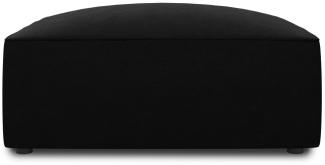 Micadoni Samtstoff Pouf Hocker Ruby | Bezug Black | Beinfarbe Black Plastic