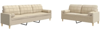 vidaXL 2-tlg. Sofagarnitur mit Dekokissen Creme Stoff 3278337