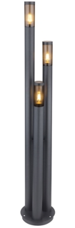Stehleuchte, 3-Flammig, Edelstahl, anthrazit, rauch, H 170 cm