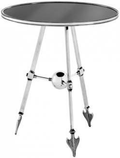 Casa Padrino Luxus Art Deco Designer Beistelltisch Antik Silber mit schwarzem Glas - Luxus Tisch