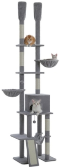 PAWZ Road Kratzbaum PETEPELA Kratzbaum deckenhoch Katzenturm mit großen Condo 216cm-285cm, 5 Tiers Katzensaktivitätszentrum mit gemütlichen Hängematte