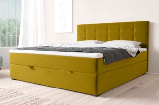 99rooms Pluto Boxspringbett Velours KRONOS Gelb 160x200 cm Bonell-Federung