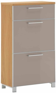 Schuhschrank Salerno / Santina, Holzwerkstoff, Beige, Holzfarben, 61 x 108 x 31 cm