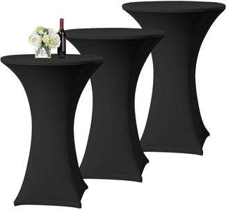 6er-Set Grau Stretch Stehtisch Husse Ø80-85cm Spandex Tischdecke Bankett