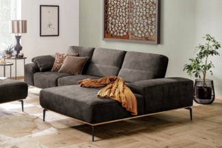 W.SCHILLIG Ecksofa run, Designsofa mit tollem Sitzkomfort, bequem, L-Form, mit Holzsockel, Füße in Schwarz pulverbeschichtet, Breite 299 cm