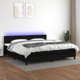 Boxspringbett mit Matratze & LED Stoff Schwarz 200 x 200 cm, Härtegrad: H2 [3133183]