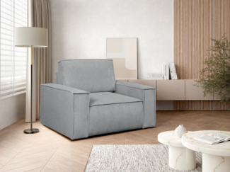 Vente-unique - Sessel - Cord - Hellgrau - AMELIA