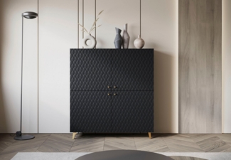 INOSIGN Highboard HIGHBOARD PHUKET (1 St), moderne Kommode mit 4 Türen und 8 Fächern, Breite 120 cm