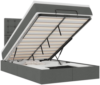 vidaXL Ottoman-Bett mit Matratze & LEDs Dunkelgrau 120x190 cm Stoff 3314156