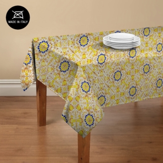 Doge Milano Tischdecke mit Digitaldruck, 100% Made in Italy Rutschfeste Tischdecke für Esszimmer, waschbar und schmutzabweisend, Modell Maiolica - Roseanne, cm 180x140
