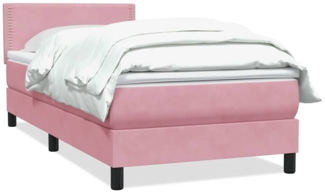 vidaXL Boxspringbett mit Matratze Rosa 80x220 cm Samt 3316142