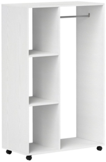 MC Star Kleiderschrank mobile Garderobe, 1 Kleiderstange, 3 Regale, Garderobenschrank (Rollbarer Kleiderständer für Flur, Schlafzimmer, 80 x 40 x 128 cm, Weiß)