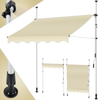 KESSER® Klemmmarkise mit Handkurbel Balkon, Balkonmarkise ohne Bohren, UV-beständig höhenverstellbar wasserabweisend , Sonnenschutz, Terrassenüberdachung , einfache Montage Beige, 250cm