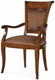 Casa Padrino Luxus Barock Esszimmer Stuhl mit Armlehnen Braun H. 97,5 cm - Made in Italy