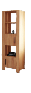 Bücherregal Lubic aus Kernbuche massiv 67x45x205 cm mit 2 Türen und 3 Fächern